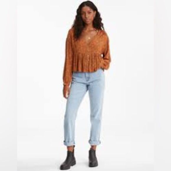 NWT Billabong Easy Street Animal Print Top Sz S - Picture 1 of 9